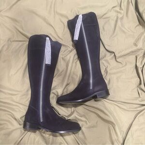 Fairfax & Favor Regina suede navy riding boot size 5 (36) sport fit wide fit